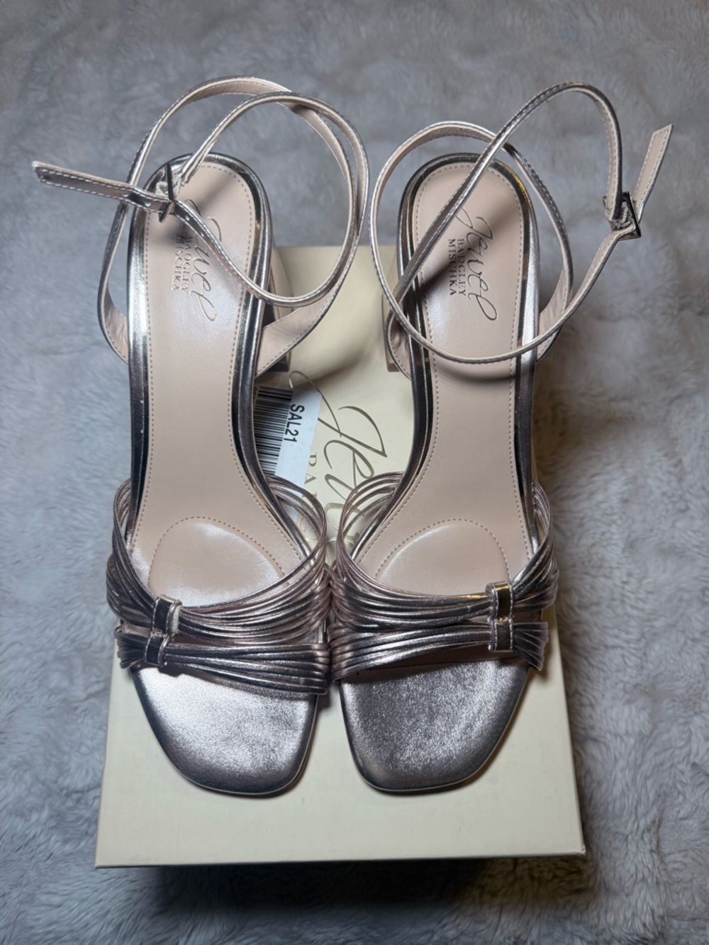 Jewel Badgley Mischka Michelle Heels Rose Gold Metallic Size 9.5